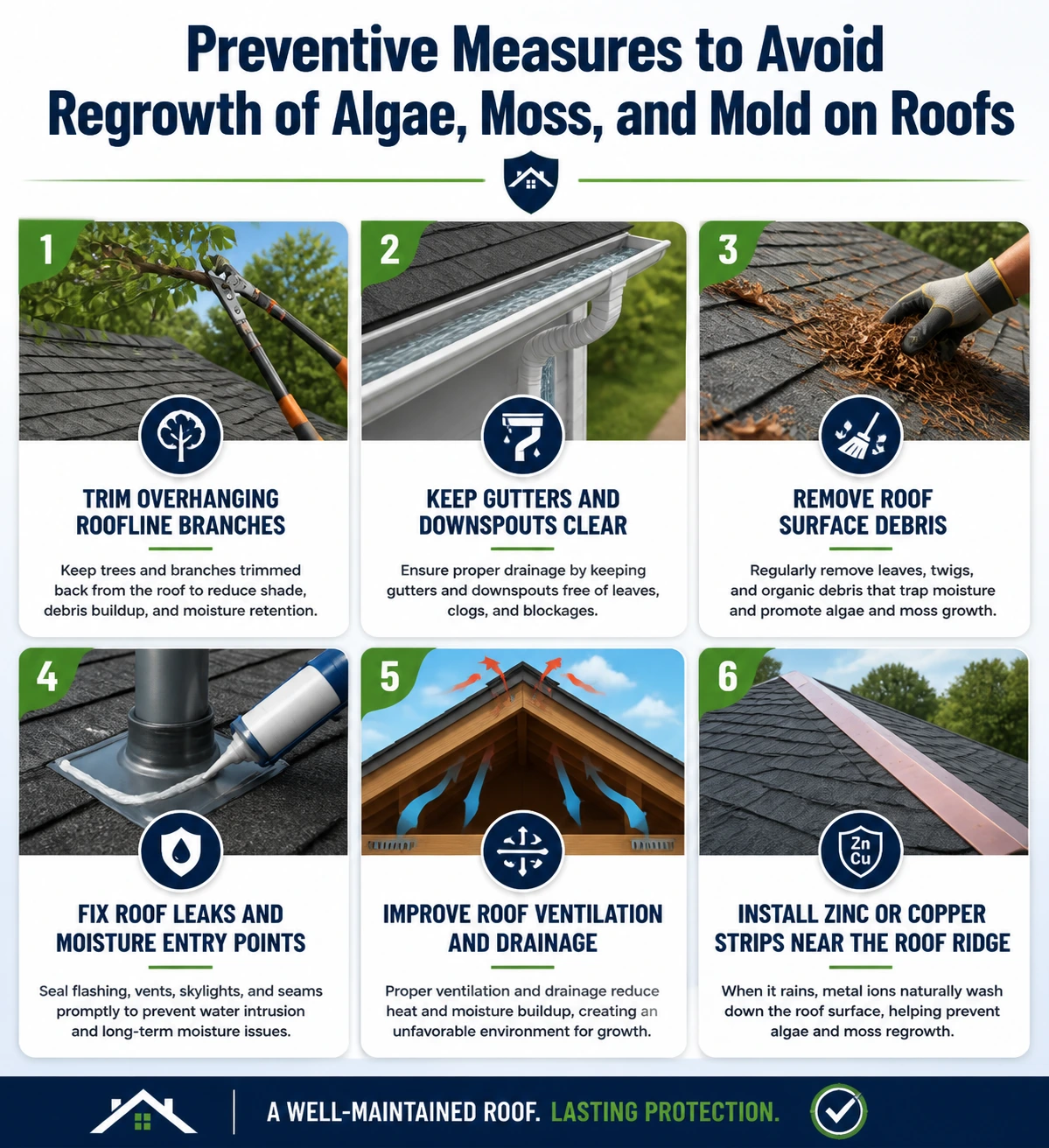 Preventive Measures to Avoid Regrowth of Algae, Moss, and Mold