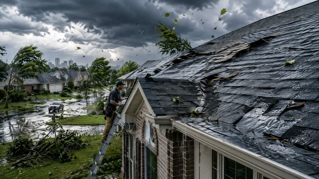 Professional Checking Storm Hit Roofing Systems