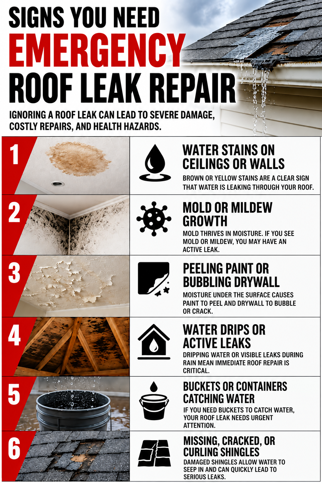 Signs you need emergency roof leak repair